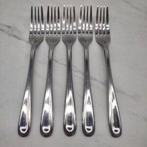 Towle TWS354 Concave Stainless Flatware Living Collection Lot of 5 Salad Forks